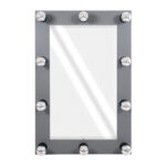 GloboStar® MAKEUP MIRROR-60x90-6 Μοντέρνος Καθρέπτης Μακιγιάζ με Πλαίσιο Φυσικού Ξύλου με Διακόπτη On/Off 10 x E27 AC220-240V - Μ60 x Π7 x Υ90cm - Γκρι Ανθρακί - Image 3
