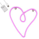 GloboStar® 78594 Φωτιστικό Ταμπέλα Φωτεινή Επιγραφή NEON LED Σήμανσης CALLIGRAPHIC HEART LINE 5W με Καλώδιο Τροφοδοσίας USB - Μπαταρίας 3xAAA (Δεν Περιλαμβάνονται) - Ροζ - Image 2