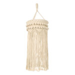 GloboStar® 36205 UGANDA Boho Καπέλο Φωτιστικού- Μακραμέ Πλεκτό Χειροποίητο Μπεζ Βαμβακερό Νήμα - Μ25 x Π25  x Υ70cm - Image 2