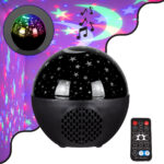 GloboStar® 79599 Επιτραπέζιο Διακοσμητικό Φωτιστικό Ειδικών Εφε NIGHT SKY STARS LED 10W DC 5V 2200mAh Επαναφορτιζόμενο με Bluetooth Speaker - Sound Activated - Καλώδιο Τροφοδοσίας USB και Ασύρματο Χειριστήριο RF 2.4Ghz Πολύχρωμo RGB Dimmable - Image 2