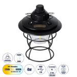 GloboStar® 85695 Αυτόνομο Φανάρι Camping LED 4W USB 2.0 με Επαναφορτιζόμενη Μπαταρία 1 x 18650 2000mAh Li-ion Power Bank IP20 Dimmable Μαύρο με Διάφανο Γυαλί CCT Εναλλαγή Φωτισμού μέσω On/Off All In One Ψυχρό 6000K+Φυσικό 4500K+Θερμό 2700K Φ13.5 x Υ17.5cm - Image 2