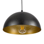 GLOBOSTAR® SOLANA 01301 Μοντέρνο Κρεμαστό Φωτιστικό Οροφής με Ντουί 1 x E27 AC 220-240V IP20 - Μαύρο & Χρυσό - Μ30 x Π30 x Υ15cm - Image 2