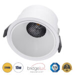 GLOBOSTAR® PLUTO-B 60261 Χωνευτό Downlight Σποτ με Honeycomb Anti Glare Reflector LED 15W 1875lm 38° AC 220-240V IP20 Θερμό Λευκό 2700K - Bridgelux COB Chip & TÜV SÜD Driver - Λευκό Ματ - Μ10.4 x Π10.4 x Υ6.5cm / Q9.5cm - 5 Χρόνια Εγγύηση - Image 2
