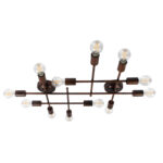 GLOBOSTAR® PIPING 00668-1 Vintage Φωτιστικό Οροφής με Ντουί 12 x E27 AC 220-240V IP20 - Χάλκινο - Μ78.5 x Π9.5 x Υ64cm - Image 2