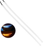 GloboStar® 81725 Σετ 2 ΕΛΑΣΤΙΚΑ - FLEXIBLE DRL + FLASH TURN LIGHT LED CREE COB 60cm 12W 1800lm 360° DC 12V Αδιάβροχα IP65 Πορτοκαλί - Ψυχρό Λευκό 6000K - Image 2