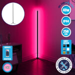 Μοντέρνο Minimal Επιδαπέδιο Μαύρο Φωτιστικό 250cm LED 40 Watt με Ασύρματο Χειριστήριο RF & Dimmer Ροζ GloboStar ALIEN Design GLOBO-250-7