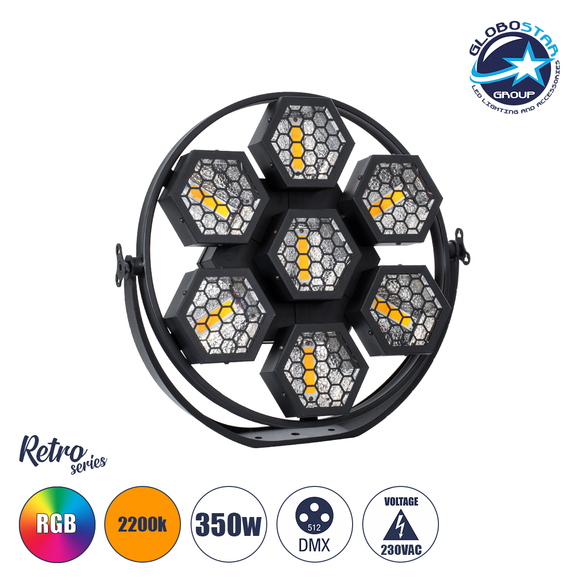 hh_51195_1 HEXA® HALO 51195 Stage Φωτιστικό Ειδικών Εφέ Digital Matrix Pixel & Blinder LED 434W 120° AC 220-240V IP20 7 x 50W COB Chip & 168 x 0.5W SMD5050 Chip Ultra Θερμό Λευκό 2200K & Πολύχρωμο RGB Dimmable DMX512 Protocol - Μ50 x Π10.5 x Υ47cm - 2 Χρόνια Εγγύηση - Image 1