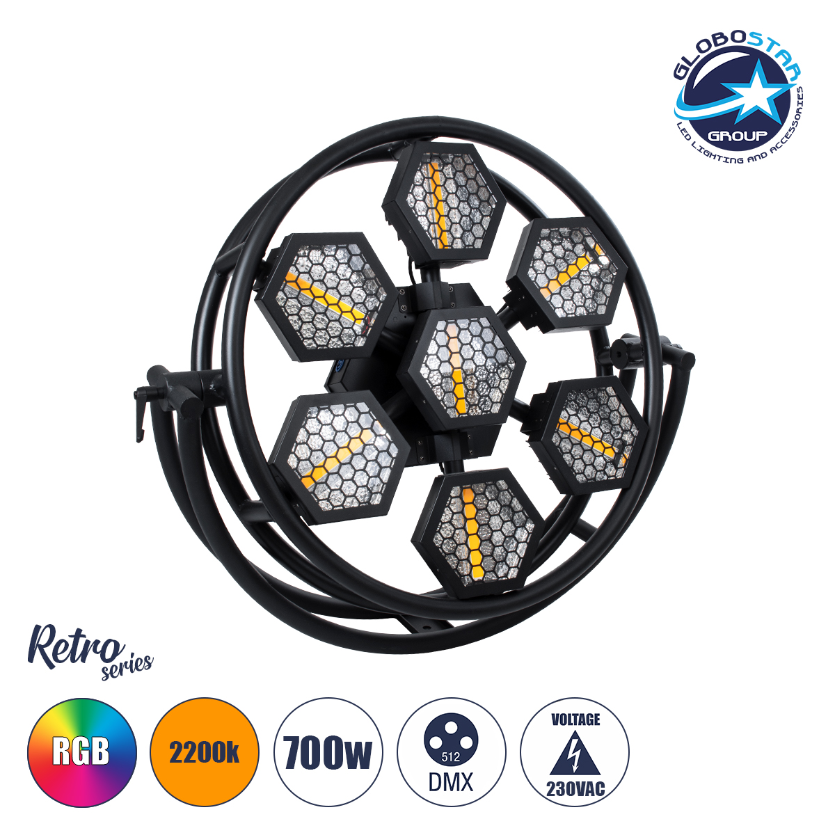 hh_51196_1 HEXA® HALO 51196 Stage Φωτιστικό Ειδικών Εφέ Digital Matrix Pixel & Blinder LED 784W 120° AC 220-240V IP20 7 x 100W COB Chip & 168 x 0.5W SMD5050 Chip Ultra Θερμό Λευκό 2200K & Πολύχρωμο RGB Dimmable DMX512 Protocol - Μ95 x Π17.5 x Υ78.5cm - 2 Χρόνια Εγγύηση - Image 1