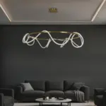 kelvo® GLOW KLV-101-0165 Κρεμαστό Φωτιστικό Οροφής LED 100W 10000lm 360° AC 220-240V IP20 Ρυθμιζόμενο Λευκό CCT με Χειριστήριο από 2700K έως 6000K Dimmable - Lumileds SMD Chip - Χρυσό Πλατίνα - Μ150 x Π150 x Υ100cm - 3 Χρόνια Εγγύηση - Image 2