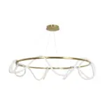 kelvo® GLOW KLV-101-0165 Κρεμαστό Φωτιστικό Οροφής LED 100W 10000lm 360° AC 220-240V IP20 Ρυθμιζόμενο Λευκό CCT με Χειριστήριο από 2700K έως 6000K Dimmable - Lumileds SMD Chip - Χρυσό Πλατίνα - Μ150 x Π150 x Υ100cm - 3 Χρόνια Εγγύηση - Image 3