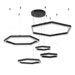 kelvo® LEXAGON KLV-101-0179 Κρεμαστό Φωτιστικό Οροφής LED 120W 12000lm 200° AC 220-240V IP20 Ρυθμιζόμενο Λευκό CCT με Χειριστήριο από 2700K έως 6000K Dimmable - Lumileds SMD Chip - Μαύρο Ματ - Μ110 x Π90 x Υ110cm - 3 Χρόνια Εγγύηση - Image 3