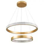 kelvo® DIAMOND KLV-101-0236 Κρεμαστό Φωτιστικό Οροφής LED 75W 7500lm 360° AC 220-240V IP20 Ρυθμιζόμενο Λευκό CCT με Χειριστήριο από 2700K έως 6000K Dimmable - Lumileds SMD Chip - Χρυσό Πλατίνα - Μ60 x Π60 x Υ40cm - 3 Χρόνια Εγγύηση - Image 3