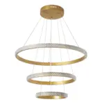 kelvo® DIAMOND KLV-101-0238 Κρεμαστό Φωτιστικό Οροφής LED 100W 10000lm 180° AC 220-240V IP20 Ρυθμιζόμενο Λευκό CCT με Χειριστήριο από 2700K έως 6000K Dimmable - Lumileds SMD Chip - Χρυσό Πλατίνα - Μ60 x Π60 x Υ60cm - 3 Χρόνια Εγγύηση - Image 3