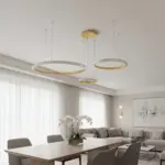 kelvo® DIAMOND KLV-101-0244 Κρεμαστό Φωτιστικό Οροφής LED 100W 10000lm 180° AC 220-240V IP20 Ρυθμιζόμενο Λευκό CCT με Χειριστήριο από 2700K έως 6000K Dimmable - Lumileds SMD Chip - Χρυσό Πλατίνα - Μ110 x Π110 x Υ60cm - 3 Χρόνια Εγγύηση - Image 2