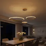 kelvo® DIAMOND KLV-101-0244 Κρεμαστό Φωτιστικό Οροφής LED 100W 10000lm 180° AC 220-240V IP20 Ρυθμιζόμενο Λευκό CCT με Χειριστήριο από 2700K έως 6000K Dimmable - Lumileds SMD Chip - Χρυσό Πλατίνα - Μ110 x Π110 x Υ60cm - 3 Χρόνια Εγγύηση