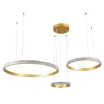 kelvo® DIAMOND KLV-101-0244 Κρεμαστό Φωτιστικό Οροφής LED 100W 10000lm 180° AC 220-240V IP20 Ρυθμιζόμενο Λευκό CCT με Χειριστήριο από 2700K έως 6000K Dimmable - Lumileds SMD Chip - Χρυσό Πλατίνα - Μ110 x Π110 x Υ60cm - 3 Χρόνια Εγγύηση - Image 3