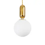 kelvo® ESTETICO KLV-101-0382 Κρεμαστό Φωτιστικό Οροφής για Λάμπα με Ντουί E27 AC 220-240V IP20 - Χρυσό Βούρτσας Πλατίνα & Λευκό - Μ20 x Π20 x Υ38cm - Image 4