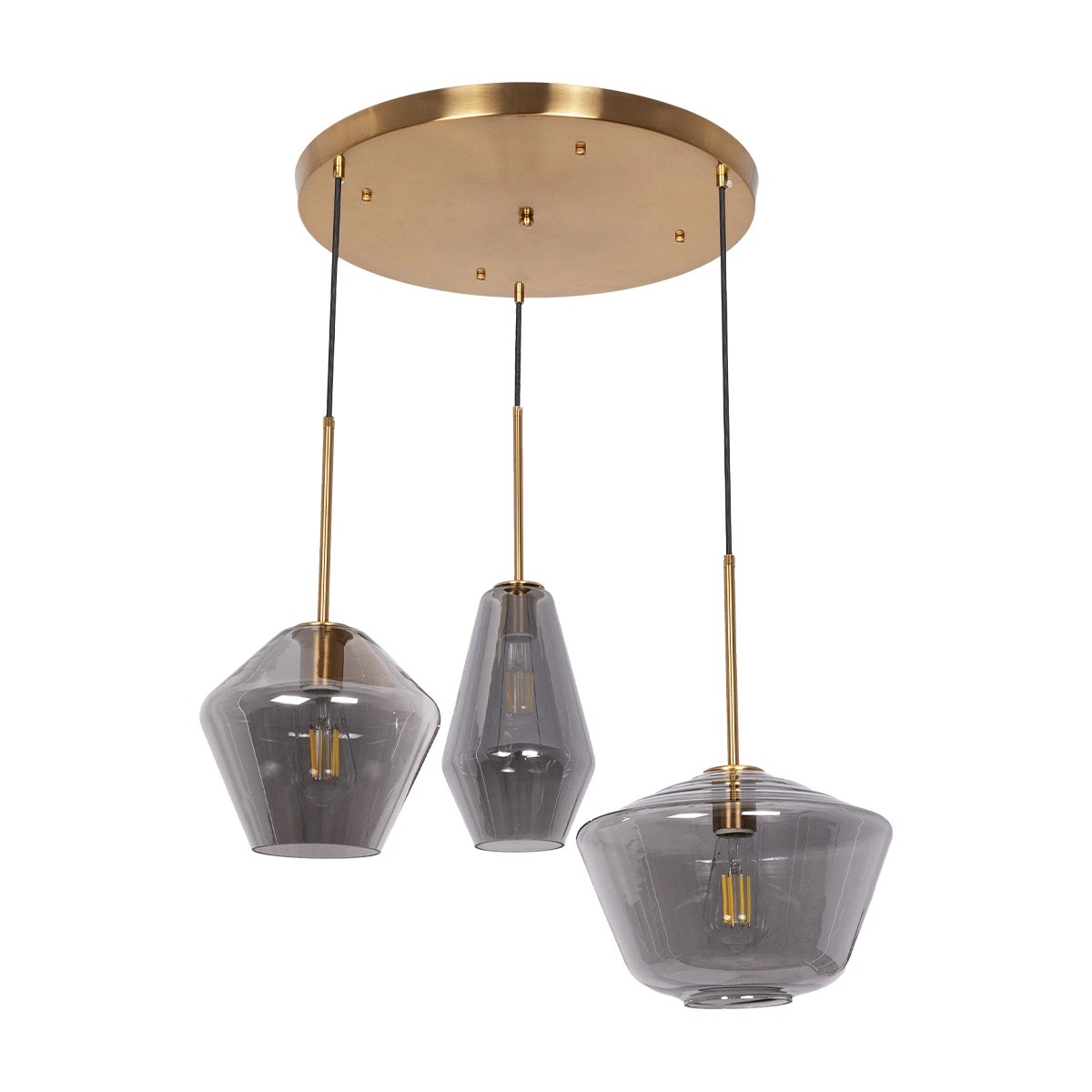 00976_01 GLOBOSTAR® AMARIS 00976 Μοντέρνο Κρεμαστό Φωτιστικό Οροφής με Ντουί 3 x E27 AC 220-240V IP20 - Χρυσό & Ασημί - Μ70 x Π60 x Y50cm - Image 1