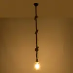 GLOBOSTAR® ROPE 01018 Boho Κρεμαστό Φωτιστικό Οροφής με Ντουί 1 x E27 AC 220-240V IP20 - Μπεζ - Μ3.5 x Π3.5 x Υ200cm - Image 2