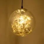 GLOBOSTAR® HARPER 01510 Μοντέρνο Κρεμαστό Φωτιστικό Οροφής με Ντουί 1 x E27 AC 220-240V IP20 - Διάφανο & Ασημί - Μ25 x Π25 x Υ30cm - Image 2