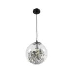 GLOBOSTAR® HARPER 01510 Μοντέρνο Κρεμαστό Φωτιστικό Οροφής με Ντουί 1 x E27 AC 220-240V IP20 - Διάφανο & Ασημί - Μ25 x Π25 x Υ30cm - Image 3