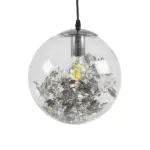 GLOBOSTAR® HARPER 01510 Μοντέρνο Κρεμαστό Φωτιστικό Οροφής με Ντουί 1 x E27 AC 220-240V IP20 - Διάφανο & Ασημί - Μ25 x Π25 x Υ30cm - Image 4