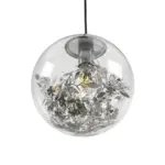 GLOBOSTAR® HARPER 01510 Μοντέρνο Κρεμαστό Φωτιστικό Οροφής με Ντουί 1 x E27 AC 220-240V IP20 - Διάφανο & Ασημί - Μ25 x Π25 x Υ30cm - Image 5