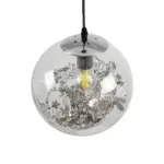 GLOBOSTAR® HARPER 01510 Μοντέρνο Κρεμαστό Φωτιστικό Οροφής με Ντουί 1 x E27 AC 220-240V IP20 - Διάφανο & Ασημί - Μ25 x Π25 x Υ30cm - Image 6
