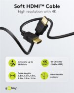 Goobay Καλώδιο HDMI Ethernet Υψηλής Ταχύτητας 4K/60Hz 18Gbit/s Μαύρο 0,5μ 80096 - Image 6