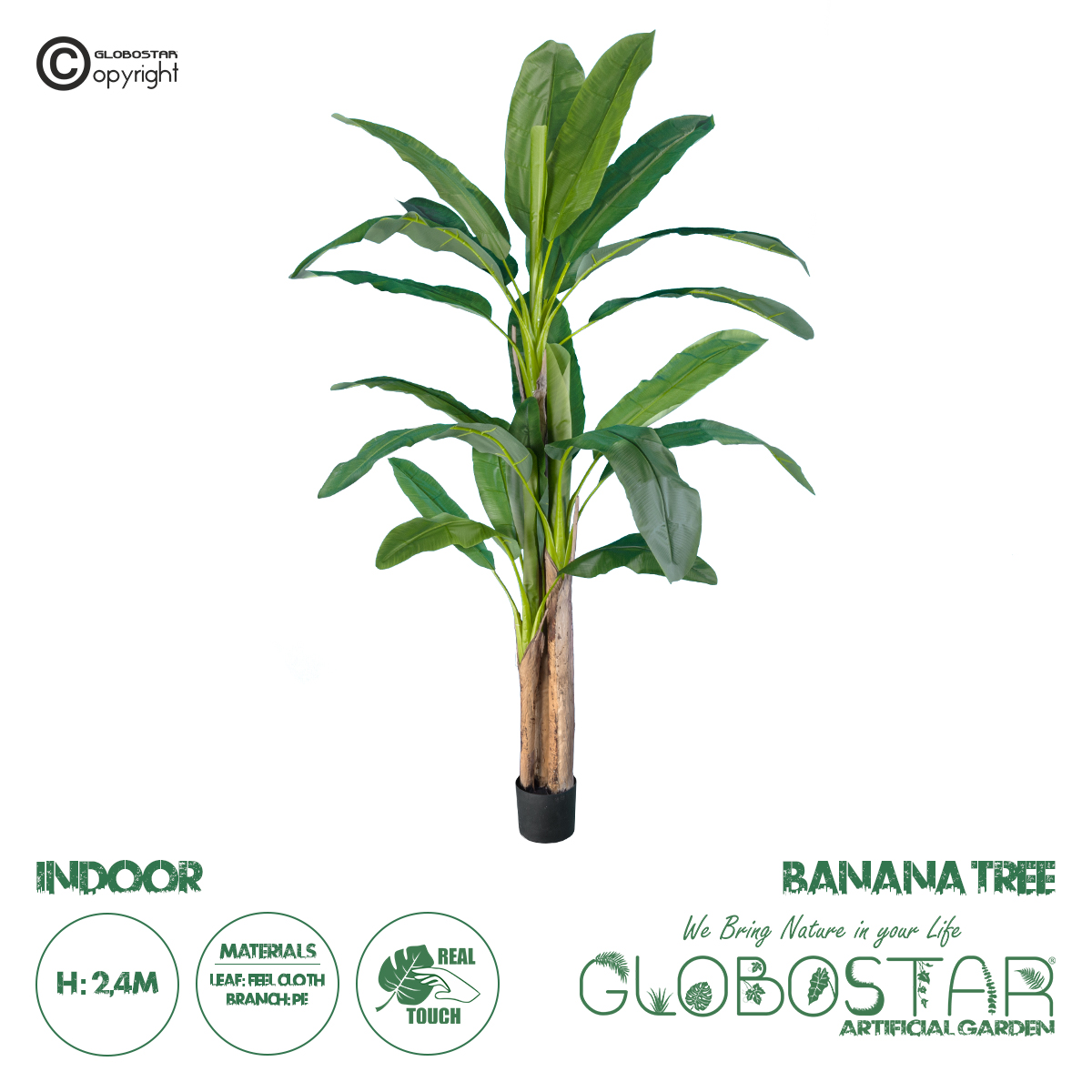 20018_1 GloboStar® Artificial Garden BANANA TREE 20018 - Τεχνητό Διακοσμητικό Φυτό Μπανανιά - Μπανανόδεντρο Υ240cm - Image 1
