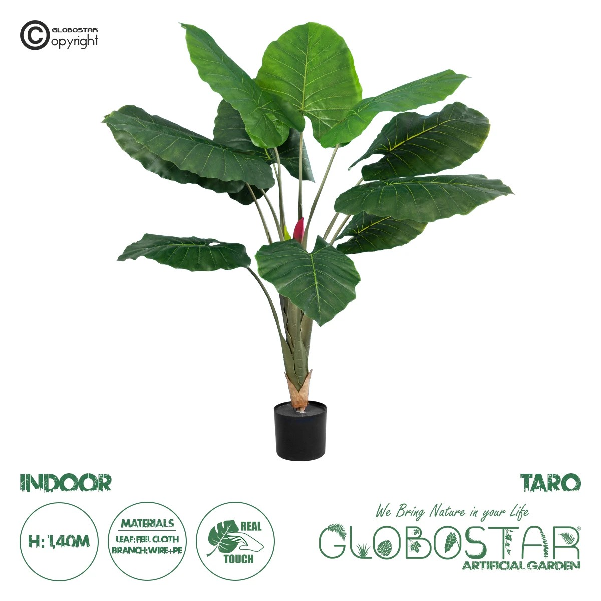 20216_01 GloboStar® Artificial Garden TARO 20216 Τεχνητό Διακοσμητικό Φυτό Κολοκασία Υ140cm - Image 1