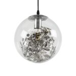 GLOBOSTAR® HARPER 01510 Μοντέρνο Κρεμαστό Φωτιστικό Οροφής με Ντουί 1 x E27 AC 220-240V IP20 - Διάφανο & Ασημί - Μ25 x Π25 x Υ30cm