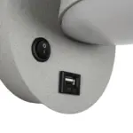 GLOBOSTAR® REGENCY 61375 Μοντέρνο Φωτιστικό Τοίχου - Απλίκα Ξενοδοχείου Reading Light με Φορτιστή USB 3A LED 8W 920lm 120° AC 220-240V IP20 Φυσικό Λευκό 4500K - Bridgelux SMD Chip & TÜV SÜD Driver - Γκρι Ανθρακί Ματ - Μ12 x Π12 x Υ13cm - 3 Χρόνια Εγγύηση - Image 5