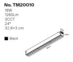 Inlight Γραμμικό Φωτιστικό LED 18W με Anti-glare Dots 3CCT 24° για μαγνητική Ράγα 220V  σε μαύρη απόχρωση D: 32,8x3cm (TM20010) - Image 2