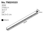 Inlight Γραμμικό Φωτιστικό LED 30W με Anti-glare Dots 3CCT 24° για μαγνητική Ράγα 220V  σε μαύρη απόχρωση D: 54,5x3cm (TM20020) - Image 2