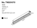 Inlight Γραμμικό Φωτιστικό LED 18W με Anti-glare Dots 3CCT 24° για μαγνητική Ράγα 220V  σε μαύρη απόχρωση D: 33,4x6x3,3cm (TM20070) - Image 2