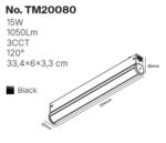 Inlight Γραμμικό Φωτιστικό LED 15W  3CCT 120°,για Μαγνητική Ράγα 220V  σε μαύρη απόχρωση D: 33,4x6x3,3cm (TM20080) - Image 2