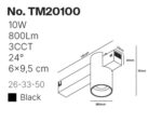Inlight Φωτιστικό spot LED 10W, 3CCT, 24° για μαγνητική ράγα 220V, σε μαύρη απόχρωση D:6x9.5cm (TM20100) - Image 2