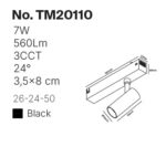 Inlight Φωτιστικό spot LED 7W, 3CCT, 24° για μαγνητική ράγα 220V, σε μαύρη απόχρωση D:3,5x8cm (TM20110) - Image 2