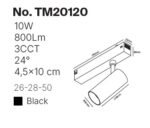 Inlight Φωτιστικό spot LED 10W, 3CCT, 24° για μαγνητική ράγα 220V, σε μαύρη απόχρωση D:4,5x10cm (TM20120) - Image 2