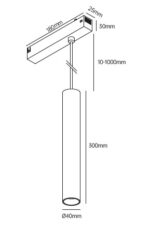 Inlight Κρεμαστό φωτιστικό LED 10W, 3CCT, 24°, για μαγνητική ράγα 220V  σε μαύρη απόχρωση D:4x30cm (TM20150) - Image 2