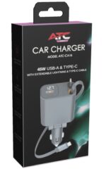 ATC-CA16 Φορτιστής Αυτοκινήτου 45W USB-A & Type-C με Επεκτεινόμενο Καλώδιο Lightning & Type-C - Image 2