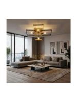 NG Lighting Φωτιστικό Οροφής Πλαφονιέρα Χειροποίητο Μεταλλικό Μαύρο/Χρυσό Τετράφωτο Ε27 75x60x20cm 2026470 - Image 3