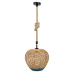 GLOBOSTAR® SIMON 00726 Boho Κρεμαστό Φωτιστικό Οροφής με Ντουί 1 x E27 AC 220-240V IP20 - Μπεζ & Μπλε - Μ30 x Π30 x Υ30cm - Image 4