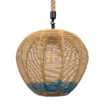 GLOBOSTAR® SIMON 00726 Boho Κρεμαστό Φωτιστικό Οροφής με Ντουί 1 x E27 AC 220-240V IP20 - Μπεζ & Μπλε - Μ30 x Π30 x Υ30cm - Image 2