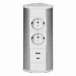Redpoint 9039W-G ΛΕΥΚΟ/ΑΣΗΜΙ ΠΟΛΥΠΡΙΖΟ ΓΩΝΙΑΚΟ ΜΕ 2 ΣΟΥΚΟ + 2USB (A+C)+ 0,6m ΚΑΛΩΔΙΟ ORNO - Image 2