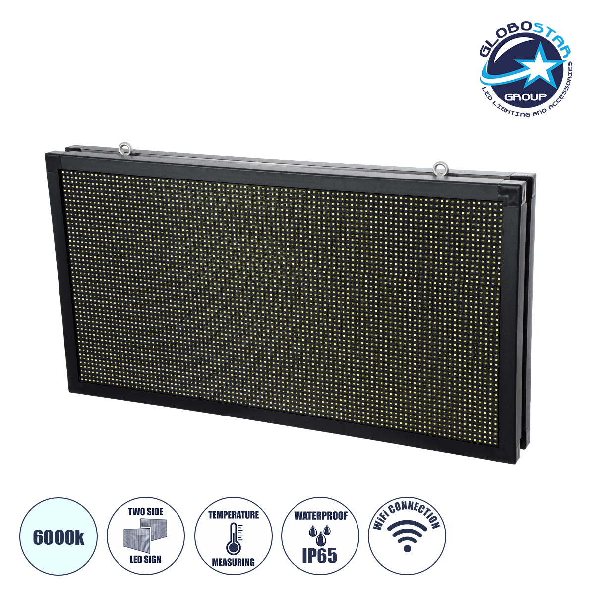 90812_1 GLOBOSTAR® DISPLAY 90812 Κυλιόμενη Ψηφιακή Επιγραφή 96x48cm P10 Διπλής Όψης LED AC 220-240V Αδιάβροχο IP65 Ψυχρό Λευκό 6000K - WiFi Control μέσω FK APP - Αισθητήρας Θερμοκρασίας & Υγρασίας - Μ102 x Π11 x Υ54.5cm - 2 Χρόνια Εγγύηση - Image 1