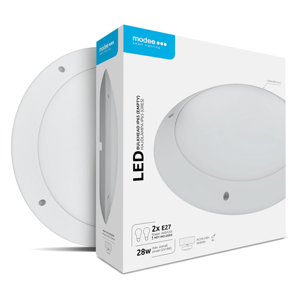 media-1760523260981 Modee LED Στρογγυλή Απλίκα 2xE27 20W IP65 Λευκό - Image 1