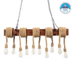 GLOBOSTAR® VIKING 00607 Vintage Κρεμαστό Φωτιστικό Οροφής με Ντουί 10 x E27 AC 220-240V IP20 - Καφε & Μπεζ - Μ108 x Π11 x Υ220cm