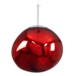 GLOBOSTAR® DIXAR 00762 Μοντέρνο Κρεμαστό Φωτιστικό Οροφής με Ντουί 1 x E27 AC 220-240V IP20 - Κόκκινο & Ασημί - Μ28 x Π28 x Υ40cm - Image 4